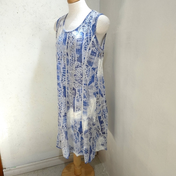 Creation | Blue Patterned Women's Midi Dress - Picture 3 of 10